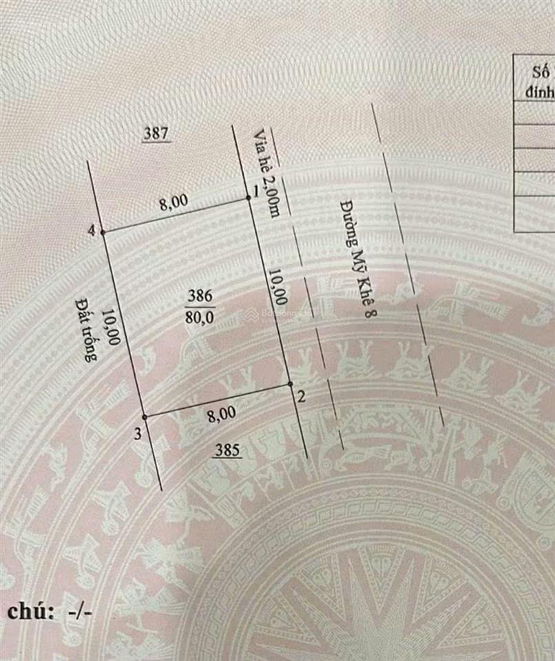 Bán đất mt mỹ khê 8, dt 80m2, ngang 10m, cách biển 200m