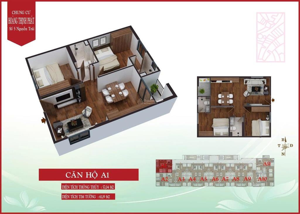 Chính chủ nhượng lại căn góc 2 pn chung cư hoàng thịnh phát mặt đường nguyễn trãi. 0837 323 ***