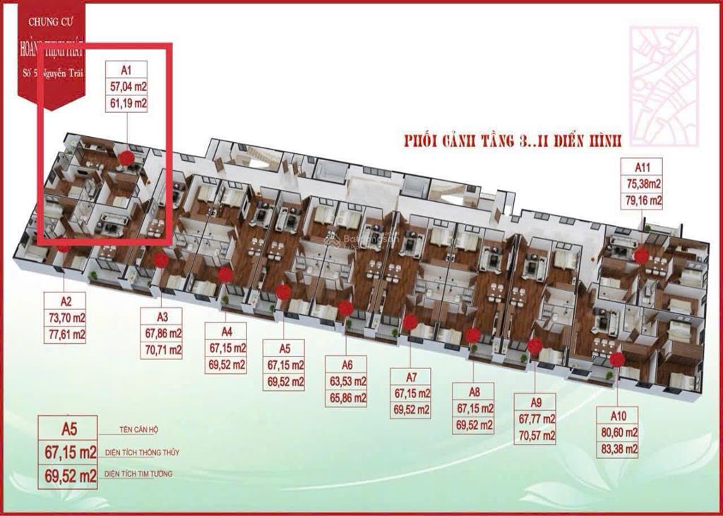 Chính chủ nhượng lại căn góc 2 pn chung cư hoàng thịnh phát mặt đường nguyễn trãi. 0837 323 ***