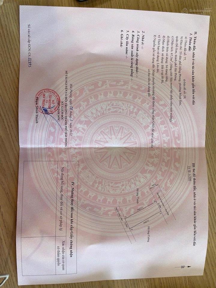 Bán đất tại nghĩa phương, minh đức, đồ sơn, hải phòng giá cực chất 1,55 tỷ, 67,5m2