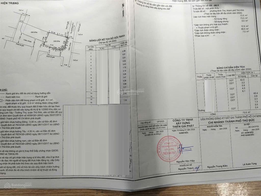 101bt lô đất hẻm xe hơi, đường 4, p. bình thọ góc 2 mặt tiền, cách chợ bắc ninh 100m dt 66.5m²