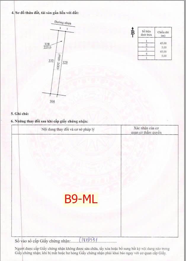 Lô vip duy nhất mặt tiền nhựa 225 m2, tc 60m2, giá 570 triệu, , 1 sẹc dt 749b, chơn thành