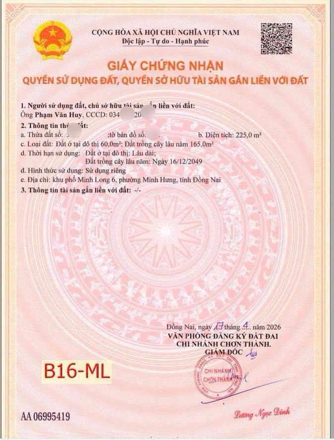 Mặt tiền đường nhựa, view hồ xanh mát 225m2, tc 60m2/chỉ 189 triệu sở hữu. sẵn sổ. quốc lộ 13