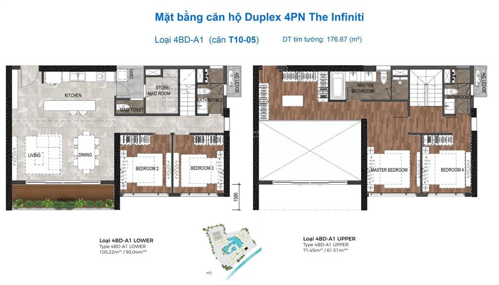 Bán duplex 4pn infiniti ngay mặt sông, trục vip dự án t10  05