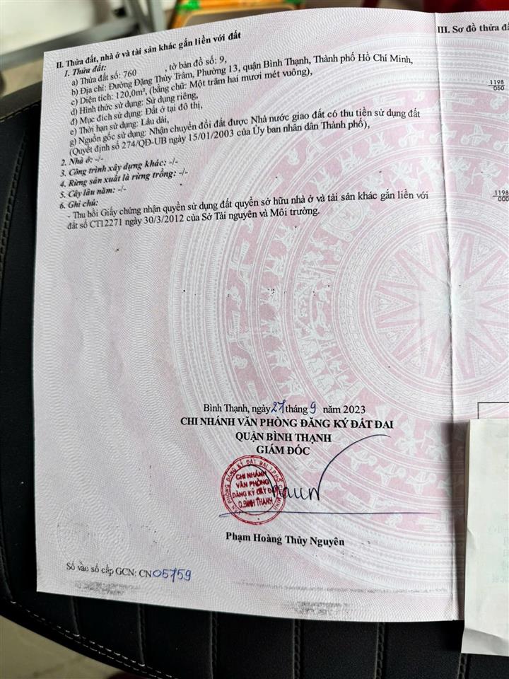 Ngộp ngân hàng bán đất 6x20m đặng thùy trâm bình thạnh gpxd hầm+trệt+lửng+3 lầu st 13.5tỷ tl