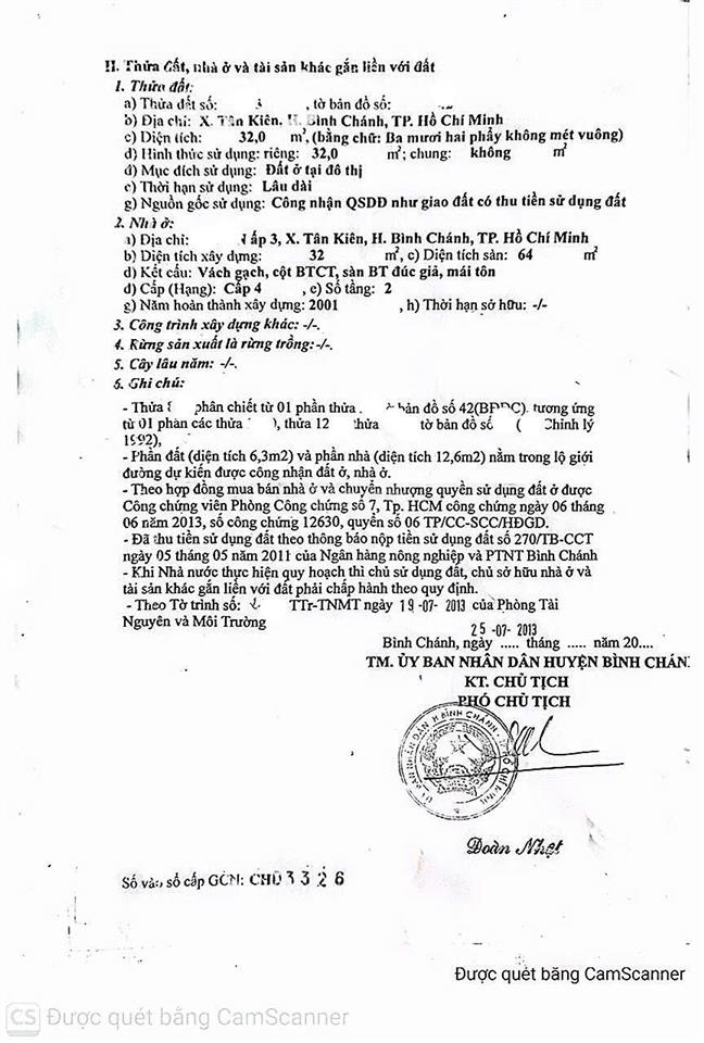 Nhà 1lầu đ.hưng nhơn (gần chợ bờ ngựa) xã tân kiên, bc. sổ riêng, vay ngân hàng được. cho thuê 7tr