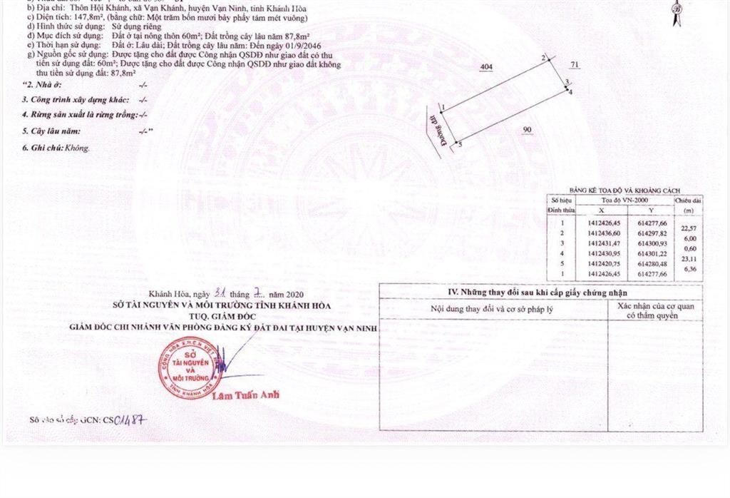 Bán lô vạn khánh  vạn ninh 147,8m2 giá 2 tỷ 660