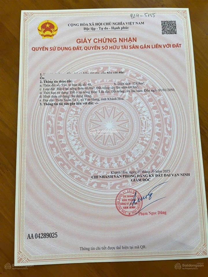 Bán lô vạn hưng  vạn ninh 124.8m2  giá 18tr/m2