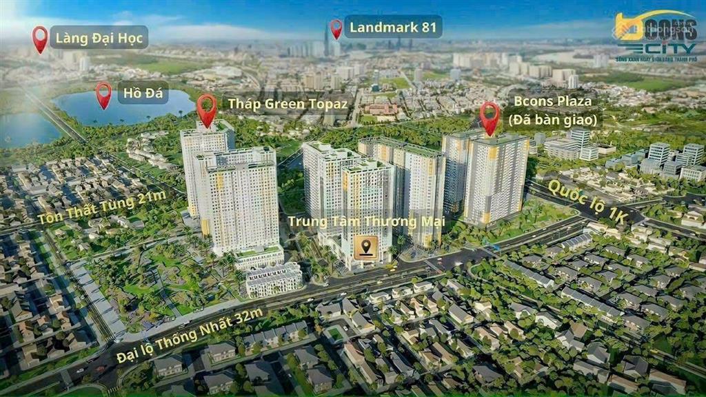 Bcons center city c1109, giá 2.772 tỷ/căn 2pn + 2wc, tầng 11 căn số 9, hướng đông nam