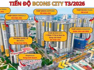 Suất nội bộ bcons city 2.6 tỷ/căn 2pn + 2wc, chiết khấu 6.1%, tặng 1.5 chỉ vàng