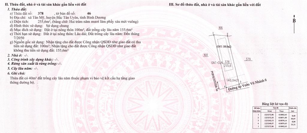Bán gấp lô đất ở tại khu phố vườn vũ, đt 746, tân uyên, 1,76 tỷ, 255,6m²