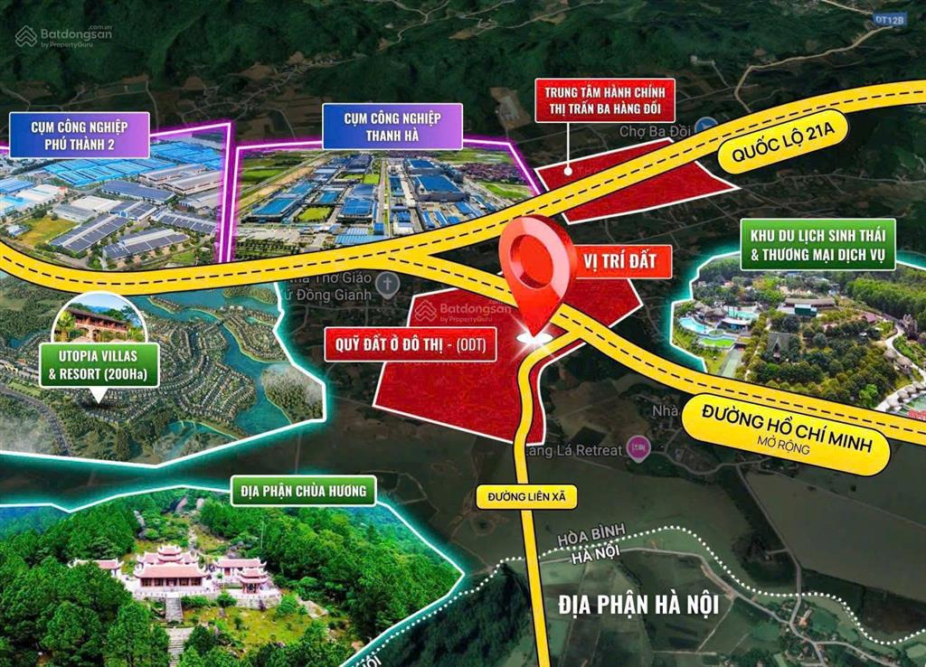 Bán đất 105m² full thổ cư tt thanh hà, lạc thủy mt 6m gần ngã ba hàng đồi chỉ 600 triệu