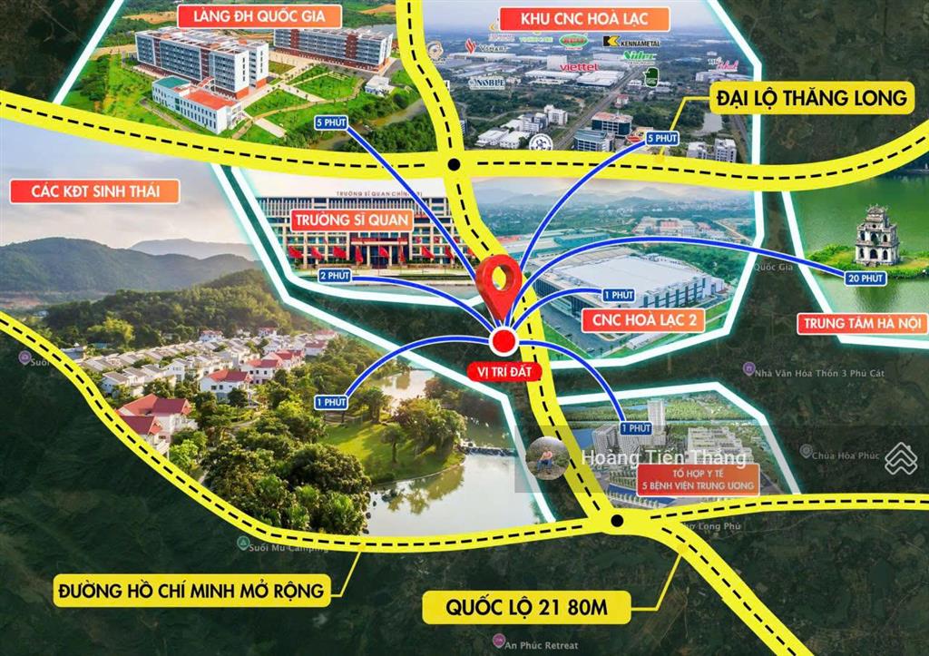 Bán đất ngã tư vai réo  ql21a  phú cát, hòa lạc, gần công nghệ cao, đường 20m, full thổ cư
