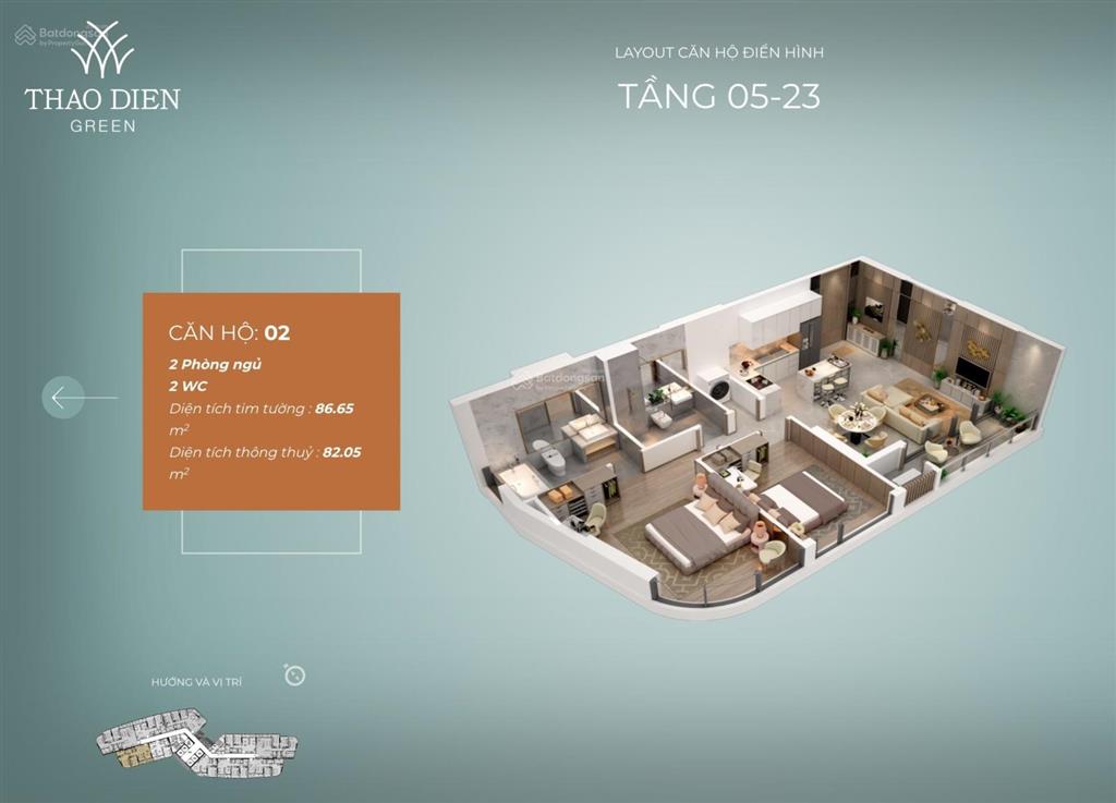 Bán cc thảo điền green, nguyễn văn hưởng, q2, 14 tỷ, 87m2 siêu hot