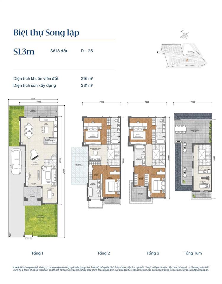 Bán biệt thự song lập gladia by the waters diện tích 216 m2 , 1 trệt 2 lầu 1 tum giá 57 tỷ