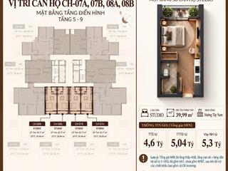 Tầng 5, 1pn 40m2, 4,59 tỷ, căn studio hiếm có còn lại của astor 1