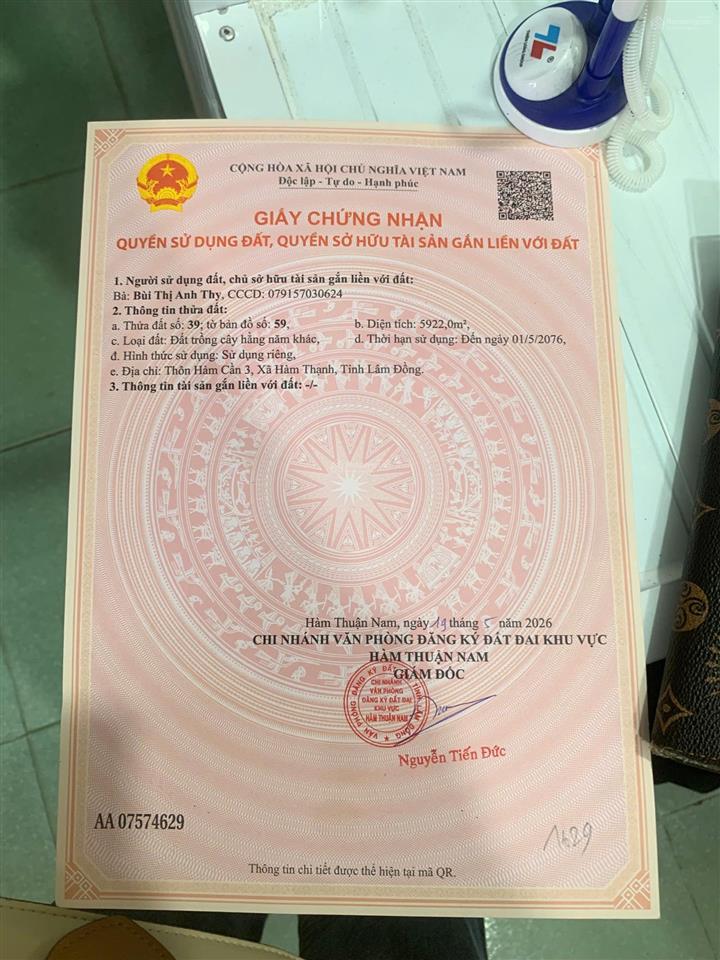 Bán đất vườn trồng thanh long, ở xã hàm cần, 820 triệu, 60000m2