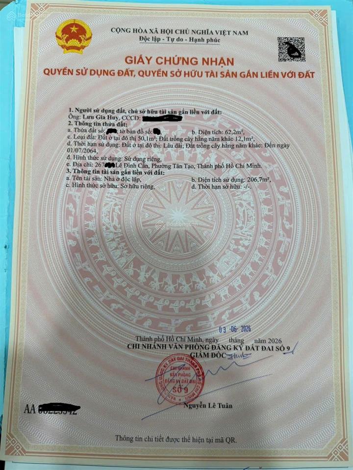 Bán nhà xây mới 100% hẻm 267/đường lê đình cẩn, tân tạo, tp.hcm, 6,95 tỷ, 63 m2 đất, 4,5 tầng
