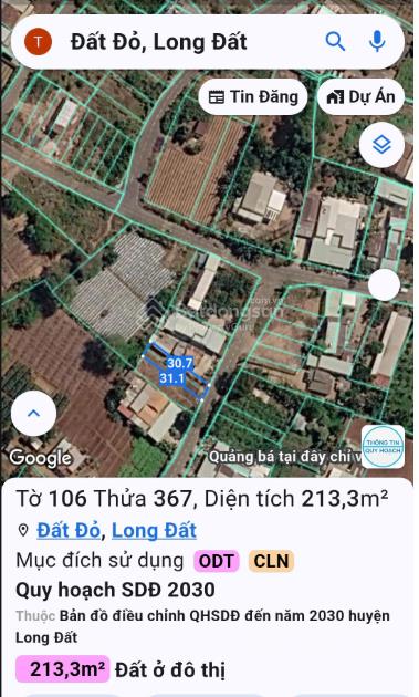Bán đất tại đường hai bà trưng, tt đất đỏ, 1,65 tỷ, 213,3 m2, hàng hiếm giá siêu hời