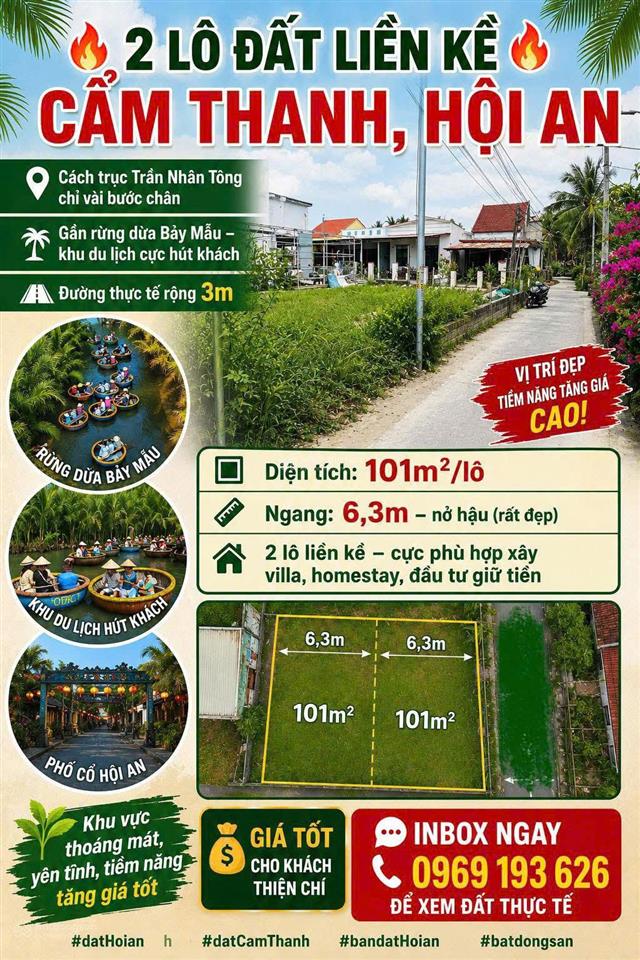 Chính chủ bán cặp đất hội an giá đầu tư