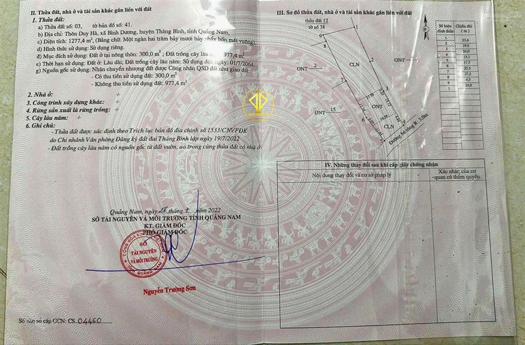 Chính chủ cần bán đất ở 1277m2 tại làng cửa khe, duy hà, thăng bình, giá tốt 6,5 triệu / m2