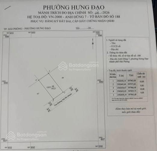 Bán đất đấu giá, 162m2 anh dũng 7, có bìa, cách cầu rào 500m. giá chỉ 2.85 tỷ