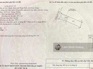 Bán đất tại tiến thành, phan thiết, giá siêu hời 22 triệu / m2, 1057 m2