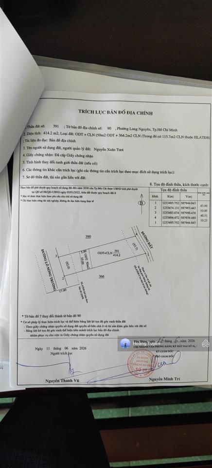 414,2m² đất thổ cư đối diện kcn rạch bắp mở rộng