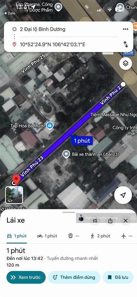 Lô đất góc 2 mt đường vĩnh phú 23 sát ql13 thông đê bao sông sg  khu resort an lâm & a&t riverside