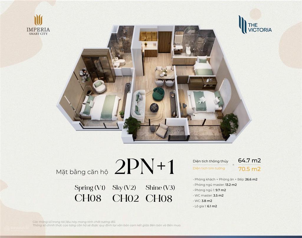 Ch 2pn 2wc 68m2 cắt lỗ sâu 500tr tại the victoria nhận nhà t6/2027 ạ