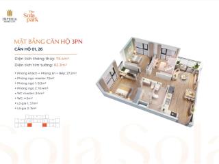 Mua 3pn2wc  pk sola park  smart city  giá chỉ 4.6 tỷ  duy nhất 1 căn