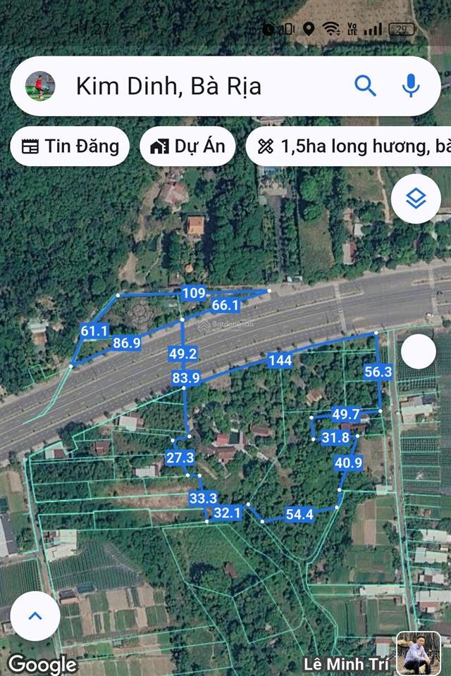 Bán 1,5ha mặt tiền ql56 kim dinh  bà rịa