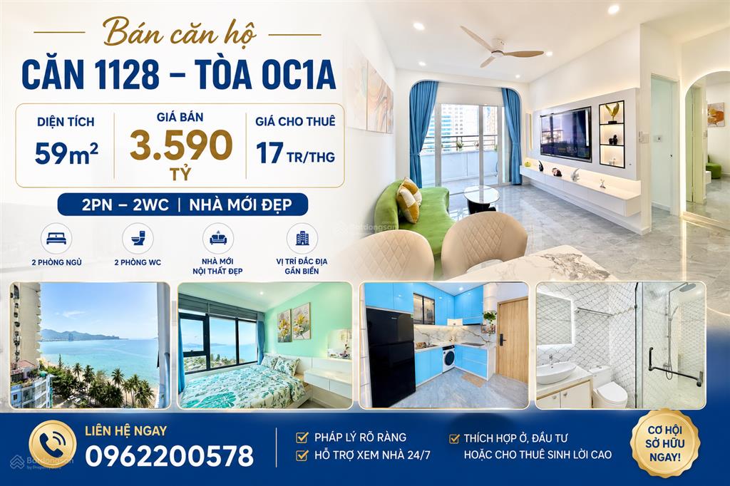 Bán cc 2pn, 2wc, 59m2 ở 3 phạm văn đồng, 3,59 tỷ