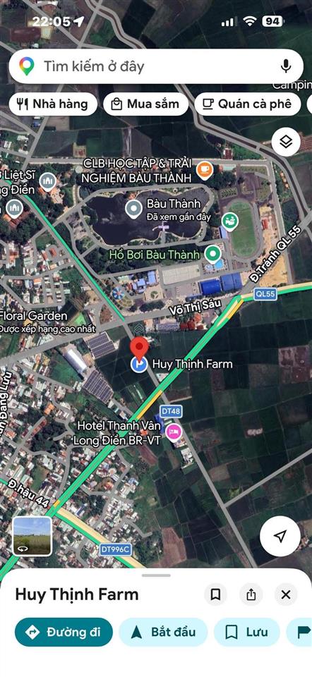 Chính chủ bán diện tích đất lớn đối diện công viên bàu thành  liền kề cây xăng đông nam  ql 55