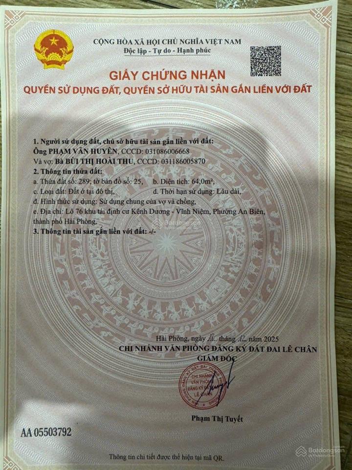 Bán đất phân lô đối diện aeon  64m  đường 12m  đẹp nhất lê chân