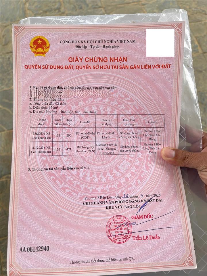 Bán trang trại khu nghỉ dưỡng 1676m2 tại lê đình chinh, phường 1 bảo lộc, 5,75 tỷ vnd