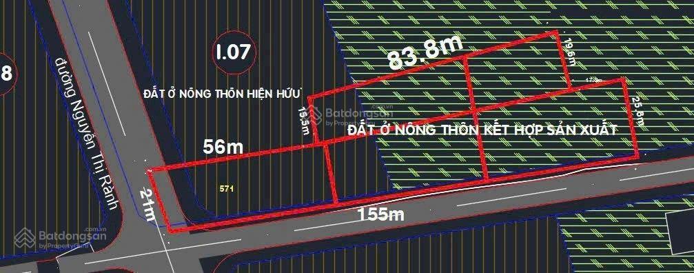 Bán đất góc 2 mặt tiền nguyễn thị rành dt5.000m2 có 1422m2 thổ