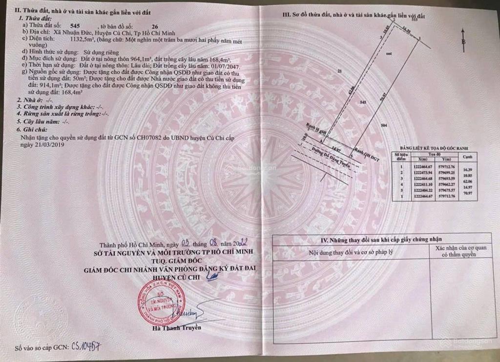 Bán đất mặt tiền đỗ đăng tuyển, 7,5 tỷ, 1132 m2, giá siêu ngộp