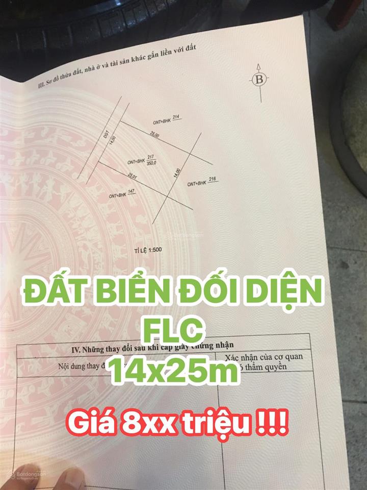 Đất tđc mốc định 350m² sát flc quảng bình, gần kcn cam liên, giá chỉ 8xx triệu