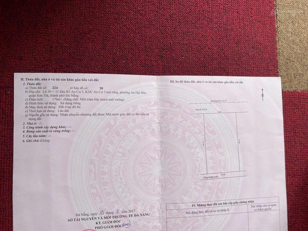 Bán lô đất 170m2 an cư 5  sơn trà  đà nẵng,  0905 890 ***