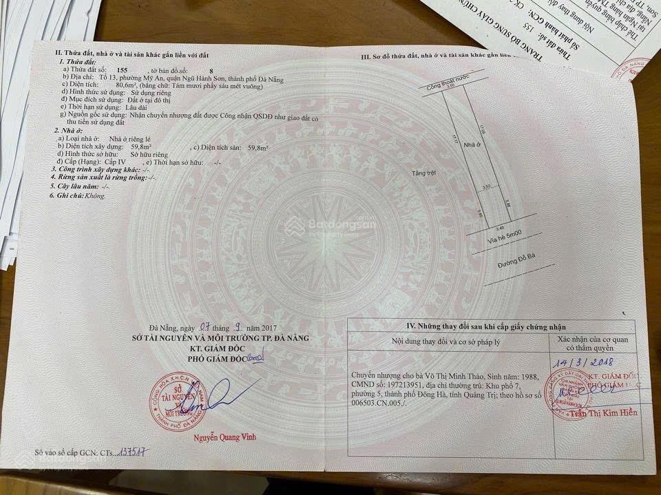 Bán lô đất đỗ bá ngũ hành sơnan thượng đà nẵng 0905 890 ***