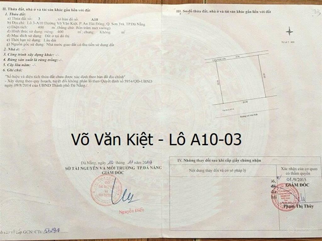 Bán lô đất võ văn kiệt, sơn trà, đà nẵng 0905 890 ***