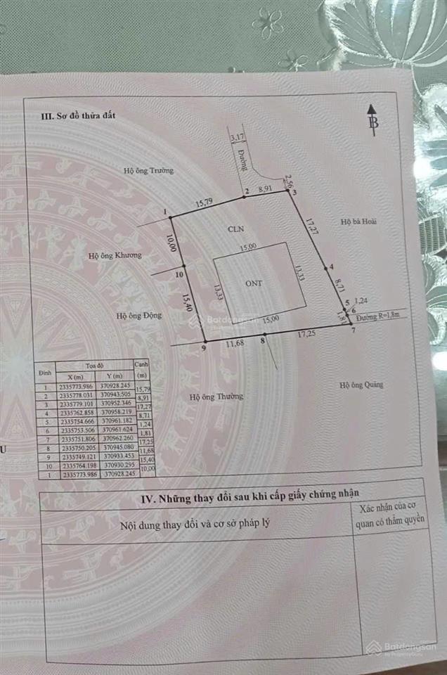 Cần tiền bán gấp mảnh đất 728m2 chỉ với 1,6 tỷ ở việt dân, đông triều, đường ô tô tránh xe máy