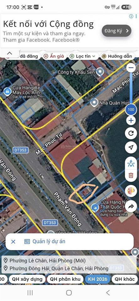Bán 62,7m ngang 5,7m mặt đường 353 giá 3tyx vị trí nằm trên trục đường 353 hướng đồ sơn, hải phòng