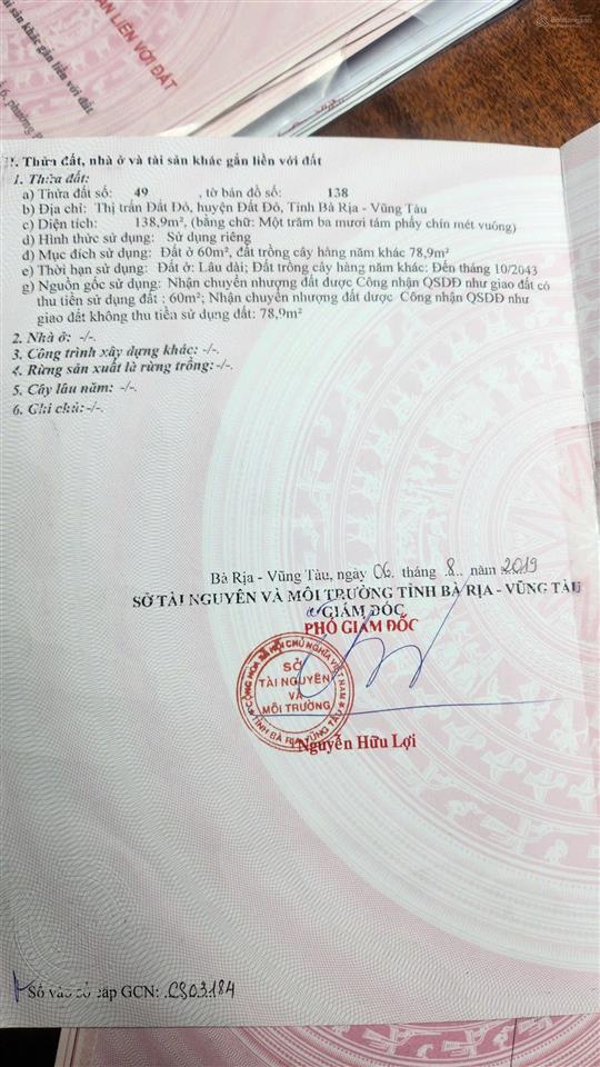 Chính chủ cần bán 2 mặt tiền đường nam kỳ khởi nghĩa, xã đất đỏ, tp hcm.
