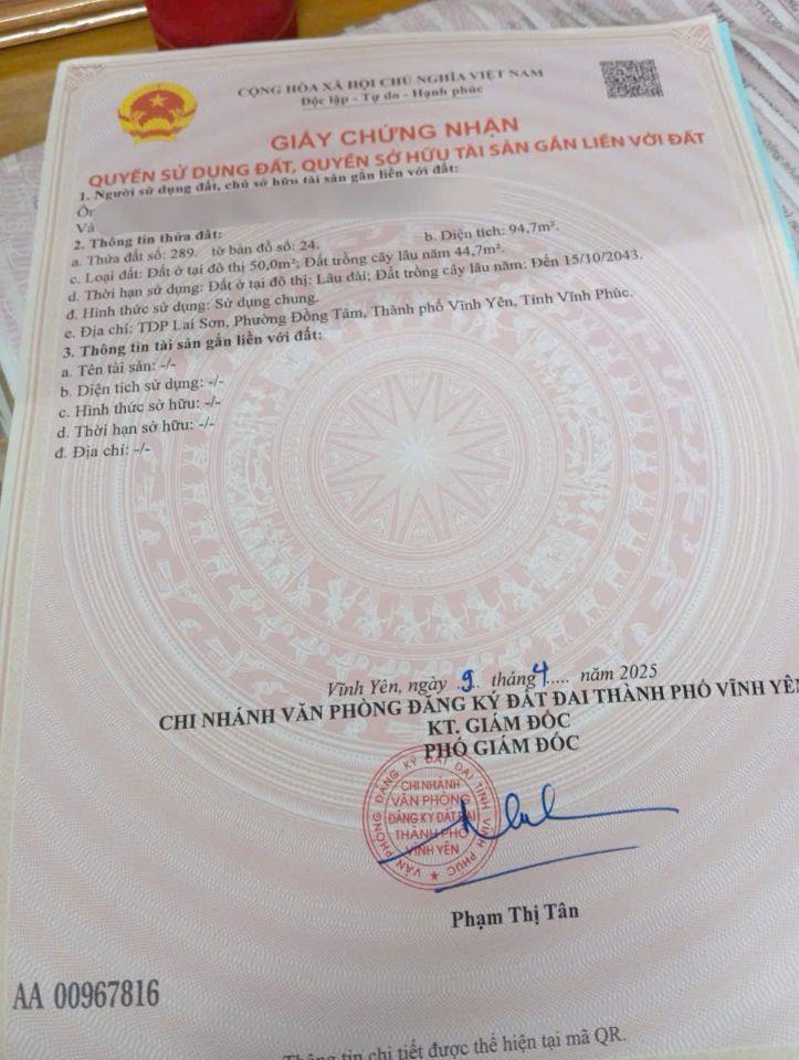 🏡 ĐẤT ĐẸP VĨNH YÊN – 2 MẶT TIỀN – Ô TÔ TRÁNH – SỔ ĐỎ SẴN DT95M MT7m GIÁ CHỈ 2,1 TỶ 0988296228