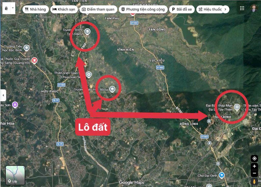 Bán lô đất đẹp diện tích lớn 1.595,1m2 tại Đại Đình, gần khu du lịch Tây Thiên, Tam Đảo giá 800tr 0988296228
