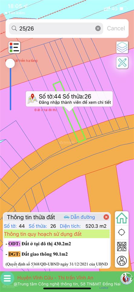 520m2 (8mx65m) mặt tiền đường 768, tt. vĩnh an phường trị an