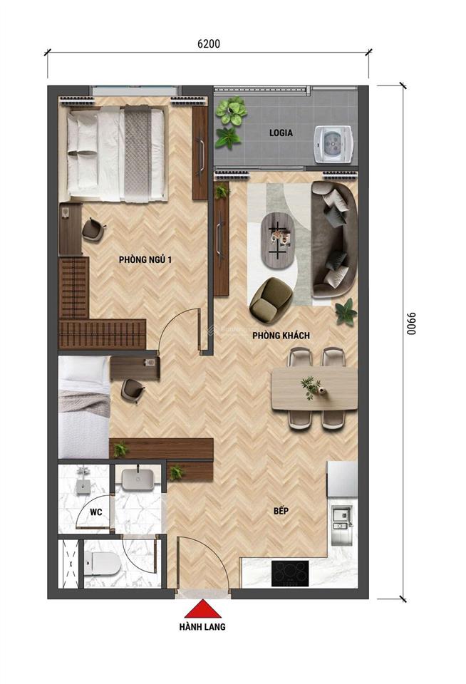 Bán cc 2pn, 1vs, 53,81m2 tại nguyễn phước lan  minh mạng, giá ưu đãi 3,166 tỷ