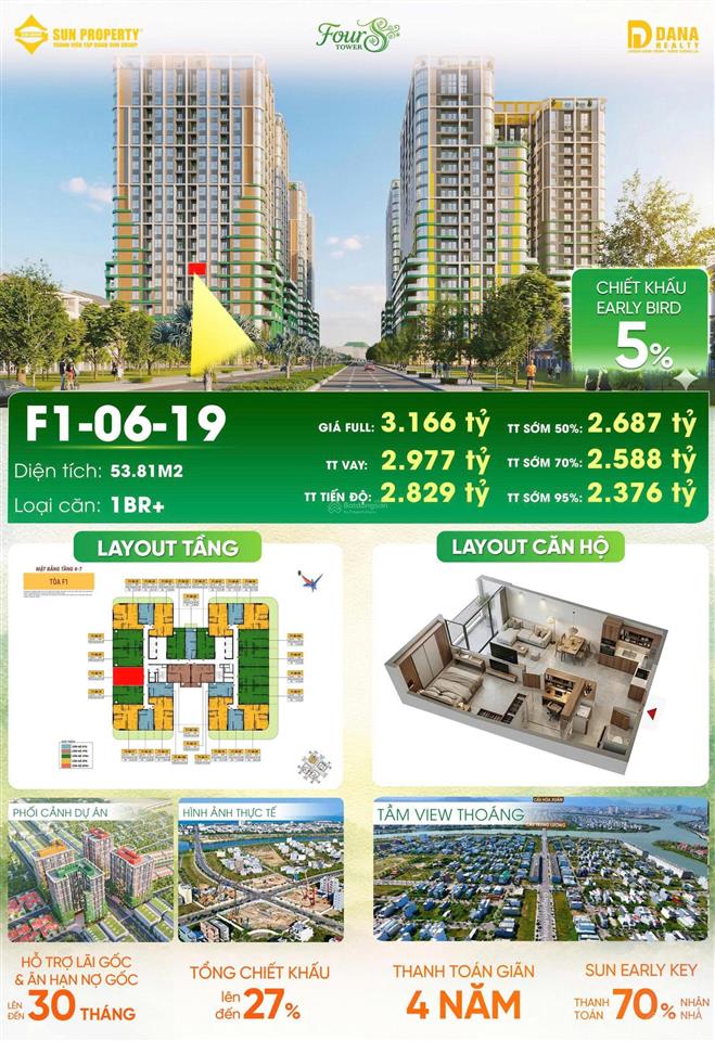 Bán cc 2pn, 1vs, 53,81m2 tại nguyễn phước lan  minh mạng, giá ưu đãi 3,166 tỷ